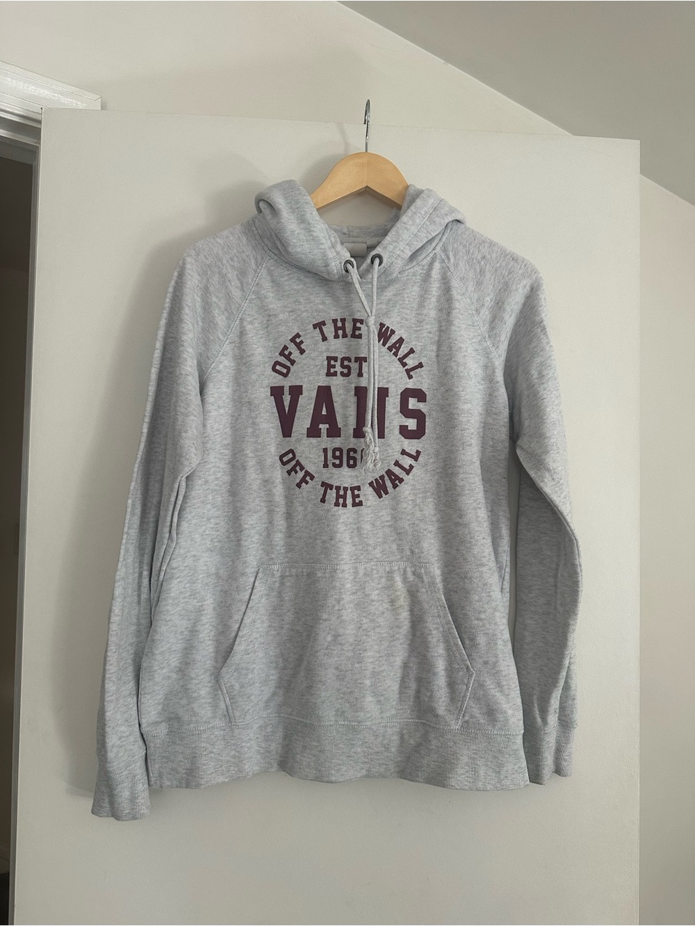 Vans Light Gray Hoodie with Maroon Logo